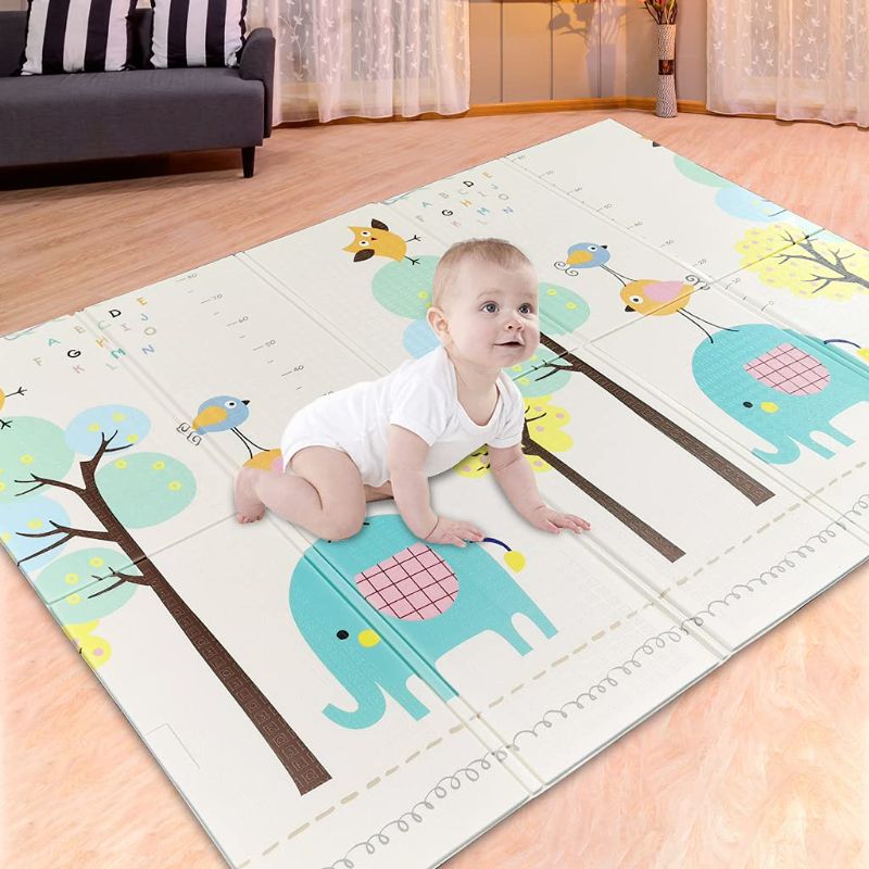 Photo 1 of Baby Play Mat for Floor, Foam Baby Play Mat for Toddlers Folding Waterproof Non-Slip& Non-Toxic Crawling Mat for Kids, 79”x59”x0.4" (Forest)