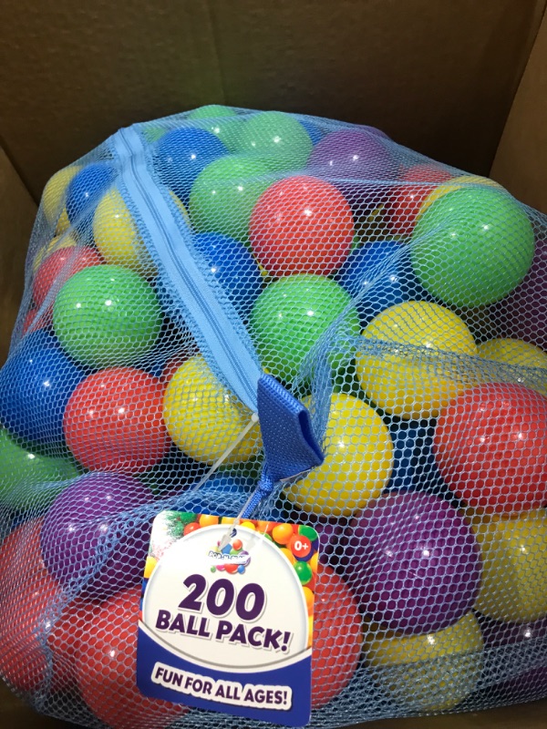 Photo 2 of 200 Ball Pit Balls for Kids – Plastic Ball Refill Pack for Kids | Phthalate and BPA Free Non-Toxic Plastic Ball Pack | Reusable Storage Bag with Zipper – Sunny Days Entertainment