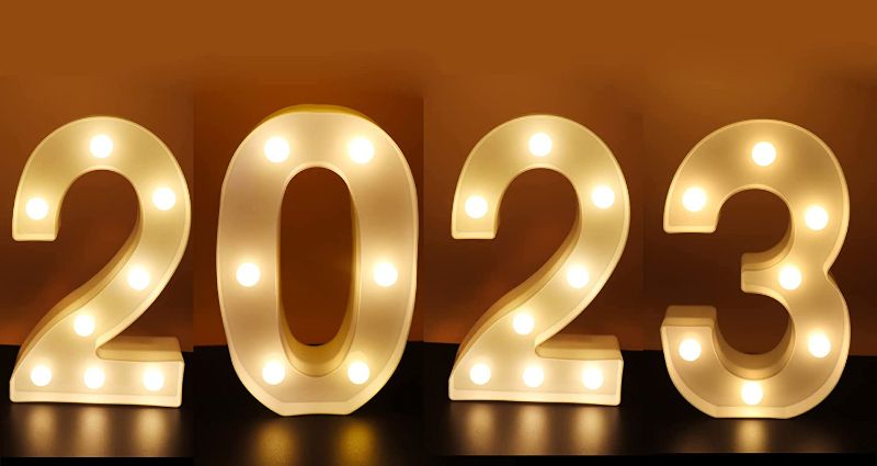 Photo 1 of  Led Light Up Numbers 2023, Decorative Led Marquee Letters Sign for Night Light New Year Wedding Birthday Party Christmas Home Bar Decor Number