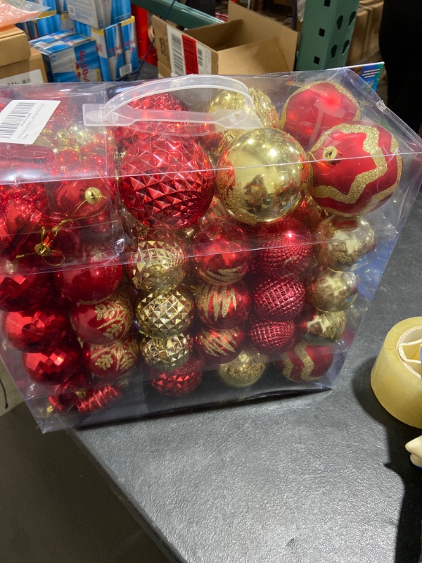 Photo 2 of 116Pcs Red and Gold Christmas Ball Ornaments, Shatterproof Christmas Hanging Decoration Set with Gift Box, Assorted Decorative Baubles Set for Xmas Tree/Home/Wedding/Party/Holiday (Gold & Red)