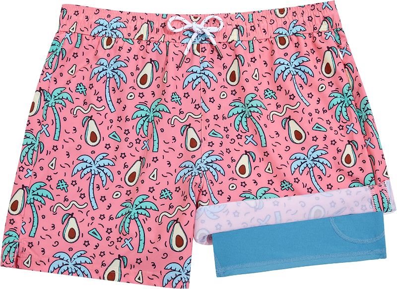 Photo 1 of BRISIRA Boys Swim Trunks Toddler Swim Shorts Anti Chafe Stretchy UPF Bathing Suit Swimsuit with Compression Boxer Brief Liner 