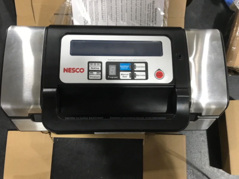 Photo 4 of Nesco Deluxe Food VS-12 Vacuum Sealer, 130 Watts, Kit Bags & Viewing Lid, Compact, Silver