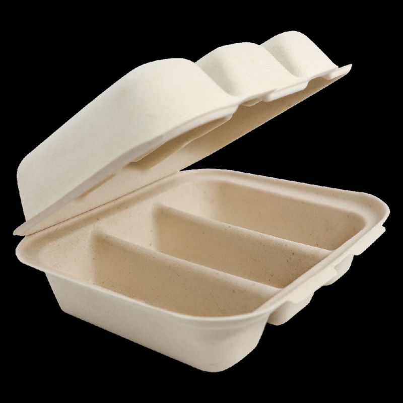 Photo 1 of 8x7x3" Fiber Taco Box, 3-Compt - Pack of 50
