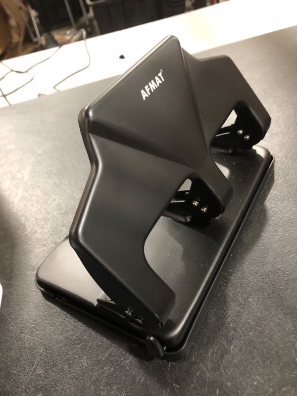 Photo 1 of 3 Hole Punch Heavy Duty, 40-Sheet Three Hole Punch, AFMAT Heavy Duty Hole Puncher 3 Ring, Large 3 Hole Adjustable Paper Punch, 50% Reduced Effort 3-Hole Punch, Metal Paper Puncher w/Large Chip Tray Black