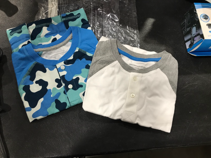 Photo 1 of amazon essentials blue camo/white boys pajama tops size 4-5T