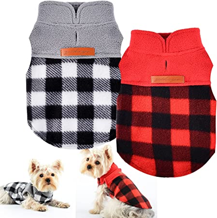 Photo 1 of 2 Pieces Valentine's Day Chihuahua Sweater, Plaid Dog Sweaters for Small Dogs, XS Dog Clothes Winter Warm Tiny Dog Outfits for Teacup Yorkie Puppies Extra Small Breed Costume (X-Small) 