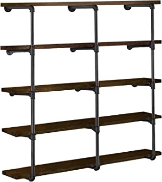 Photo 1 of 
HITOMEN Industrial Iron Pipe Shelves Shelf Brackets Black Vintage Retro Shelving Wall Mounted DIY Open Bookshelf Rustic Farmhouse Pantry Kitchen Storage (3Pcs 5 Tier, 56" Tall 12" Deep, Hardware Only)
