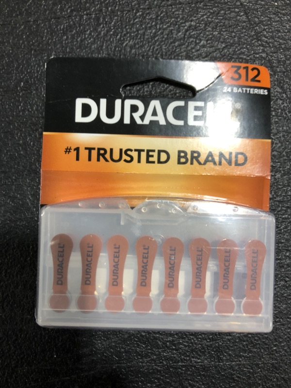 Photo 2 of Duracell Hearing Aid Batteries Brown Size 312, 24 Count Pack, 312A Size Hearing Aid Battery with Long-lasting Power, Extra-Long EasyTab Install for Hearing Aid Devices
