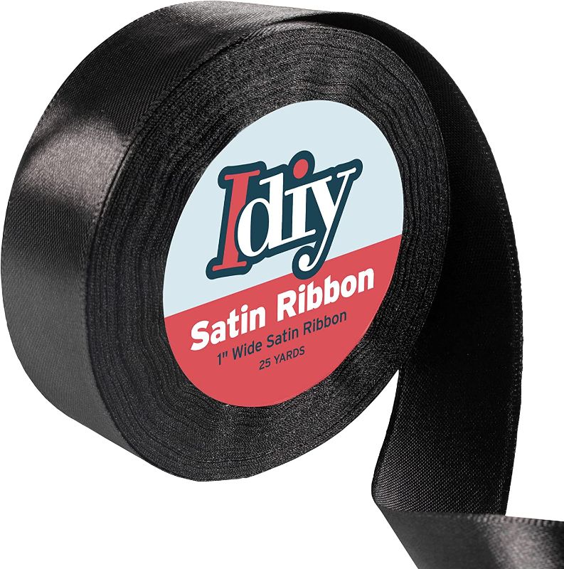 Photo 1 of ((2 pack )) Idiy Satin Ribbon - 1", 25 Yards (Black) - Great for DIY Crafts, Gift Wrapping, Wedding Decorations, Sewing Projects, Party, Decorative Embellishments, Hair Bows, Baby Showers, and More!
