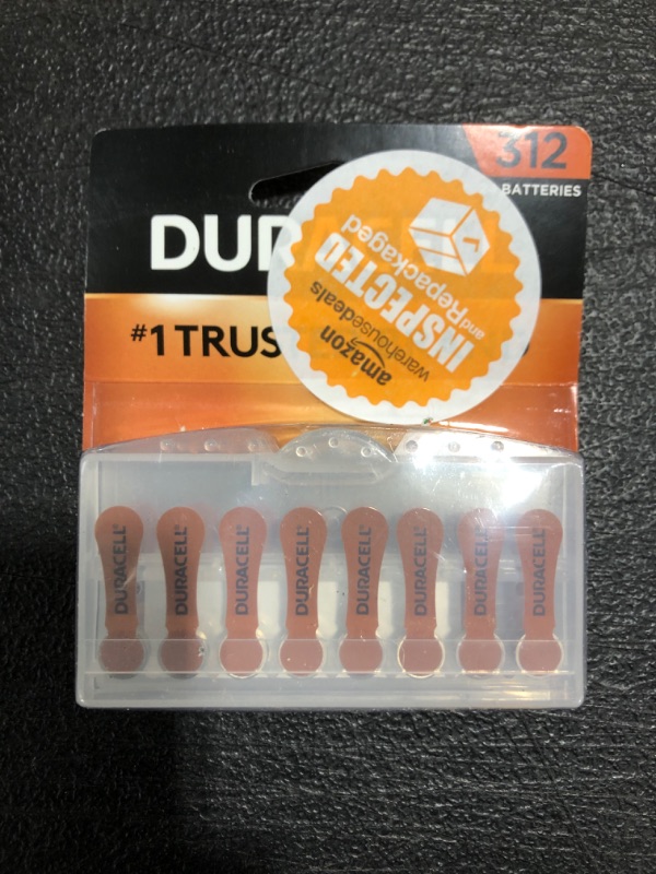 Photo 1 of Duracell Hearing Aid Batteries Brown Size 312, 24 Count Pack, 312A Size Hearing Aid Battery with Long-lasting Power, Extra-Long EasyTab Install for Hearing Aid Devices
