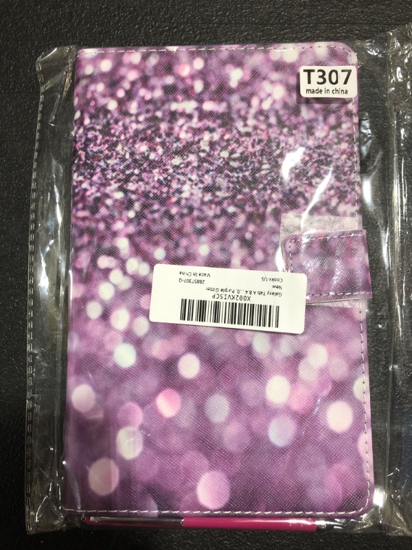 Photo 2 of Galaxy Tab A 8.4 2020 New Case Model T307, Cookk Slim PU Leather Shell with Pen Holder [Card Slots] Cover Compatible with Samsung Galaxy Tab A 8.4-inch Model SM-T307 2020, Purple Glitter #01_Purple Glitter