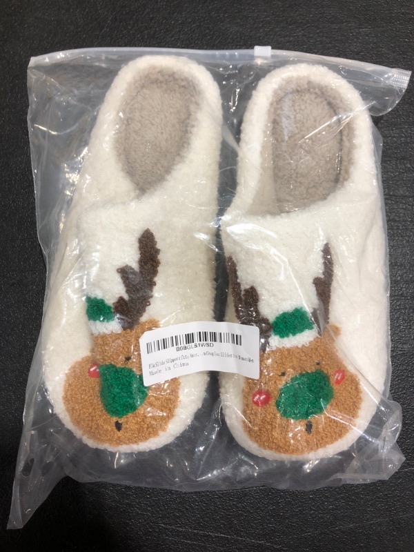 Photo 2 of ajobity Cute Slipper for Women Elk Slide Slippers Fun Xmas Slippers Heart Bunny Slides Soft Plush Christmas Cotton Slippers Keep Warm Couples Slides Green 6.5-7 Women/5.5-6 Men