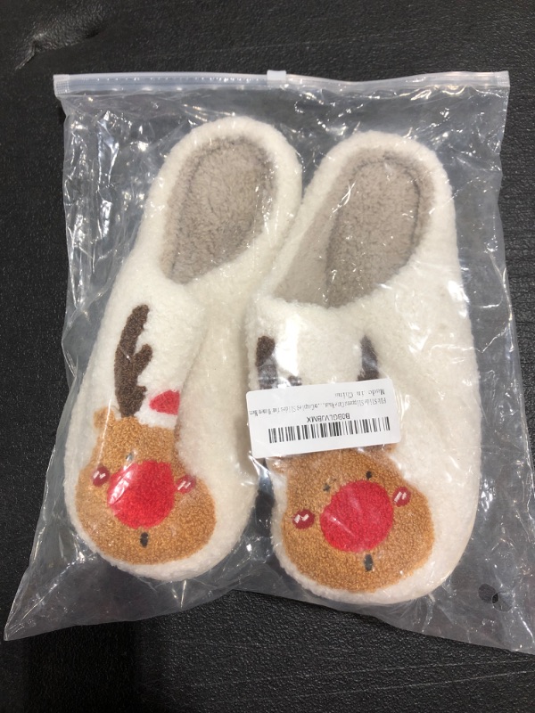 Photo 2 of ajobity Cute Slipper for Women Elk Slide Slippers Fun Xmas Slippers Heart Bunny Slides Soft Plush Christmas Cotton Slippers Keep Warm Couples Slides Red 6.5-7 Women/5.5-6 Men