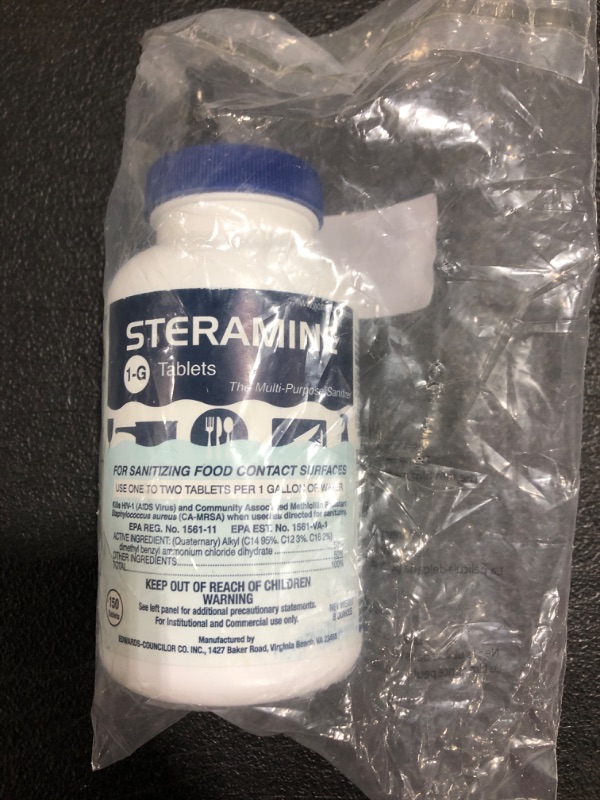 Photo 2 of 1 X Steramine Quaternary Sanitizing Tablets - 150 Sanitizer Tablets per bottle by Steramine