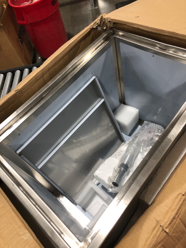 Photo 1 of VEVOR Drop In Ice Chest 27L x 18W x 21H Inch with Sliding Cover, Stainless Steel Ice Cooler with Drain Tube and Drain Plug, Drop In Ice Bin Outdoor Kitchen for Cold Wine Beverage