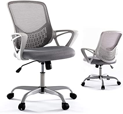 Photo 1 of Office Desk Chair, Mid Back Lumbar Support Computer Mesh Task Chair, Grey --- Box Packaging Damaged, Moderate use, Missing Parts, Missing Hardware