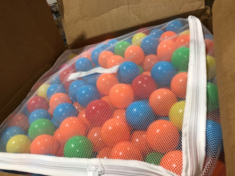 Photo 2 of Amazon Basics BPA Free Crush-Proof Plastic Ball Pit Balls with Storage Bag, Toddlers Kids 12+ Months, 6 Bright Colors - Pack of 1000 6 Bright Colors 1,000 Balls