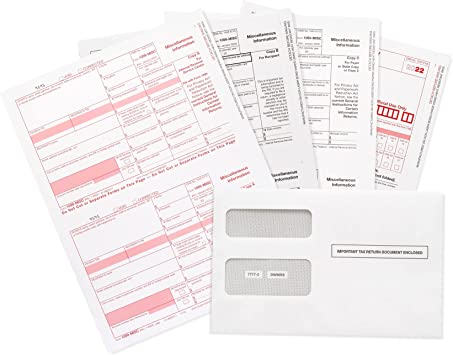 Photo 1 of 1099 MISC Forms 2022, 4 Part Tax Forms Kit, 50 Vendor Kit of Laser Forms, Compatible with QuickBooks and Accounting Software, 50 Self Seal Envelopes Included