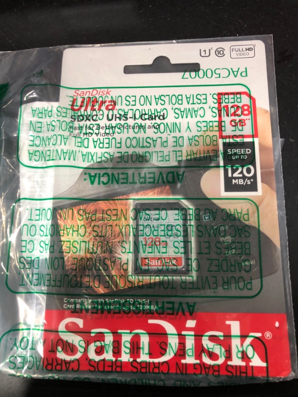 Photo 2 of SanDisk 128GB Ultra SDXC UHS-I Memory Card - 120MB/s, C10, U1, Full HD, SD Card - SDSDUN4-128G-GN6IN
