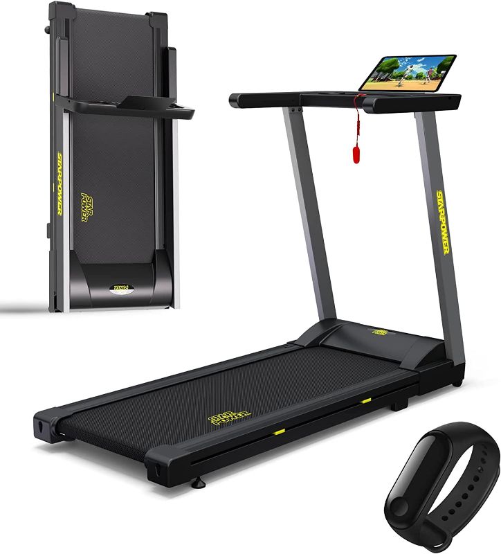 Photo 1 of SSPHPPLIE 300 lb Capacity Foldable Treadmill - 3.0HP Portable Folding Treadmills for Home&Office, with Heart Rate Monitor NFC Band&Online Events, 12 Programs via Bluetooth Pitpat
