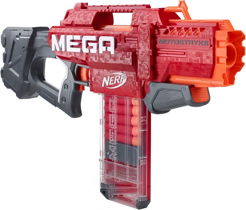 Photo 1 of NERF Mega Motostryke Motorized 10-Dart Blaster -- Includes 10 Official Mega Darts and 10-Dart Clip -- for Kids, Teens, Adults
