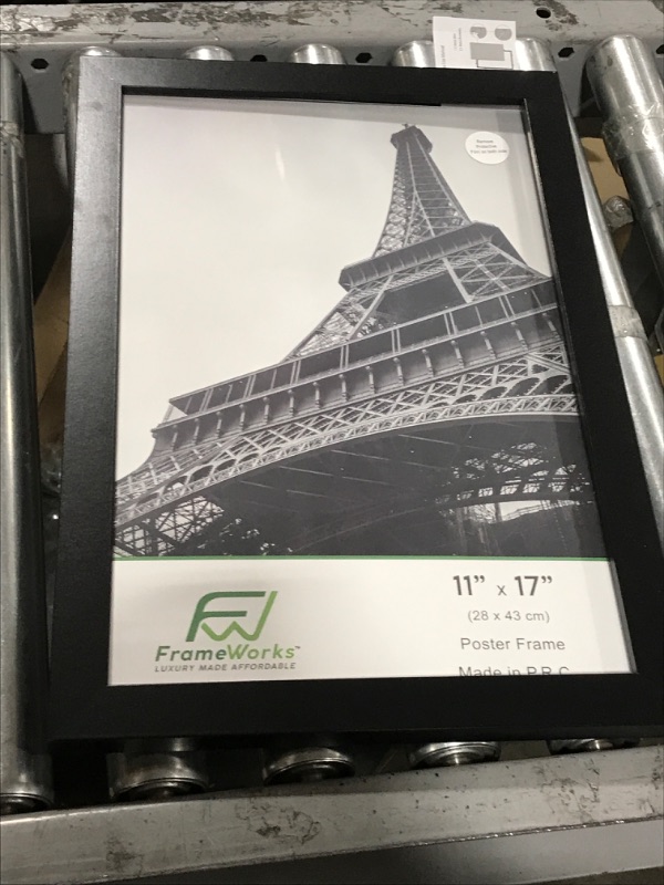 Photo 2 of 11x17 Picture Frame in Black - Legal Sized Paper Display - Composite Wood with Shatter Resistant Glass - Horizontal and Vertical Formats for Wall