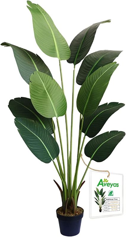 Photo 1 of Aveyas 5ft Artificial Bird of Paradise Tree in Pot, Fake Tropical Travellers Plant Faux Banana Leaf Palm Silk Tree for Indoor Outdoor Office House Floor Living Room Home Decor (5 Feet,10 Trunks)
