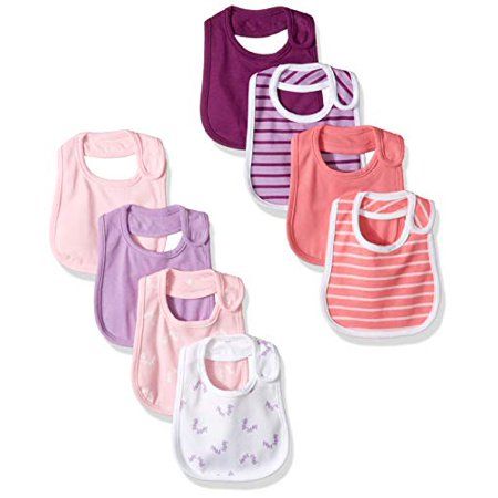 Photo 1 of Hanes Unisex Baby Ultimate Flexy 8 Pack Bibs Handkerchief Purple/Pink NO SIZE US
