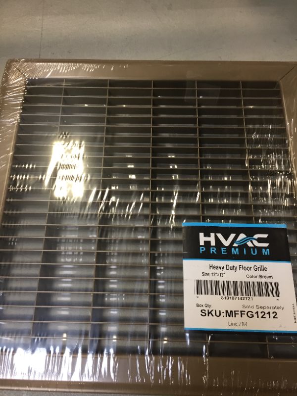 Photo 2 of 12"w X 12"h 3-Way AIR SUPPLY GRILLE - VENT COVER & DIFFUSER - Flat Stamped Face - BROWN [Outer Dimensions: 13.75"w X 13.75"h] Flat Stamped Steel 3 Way