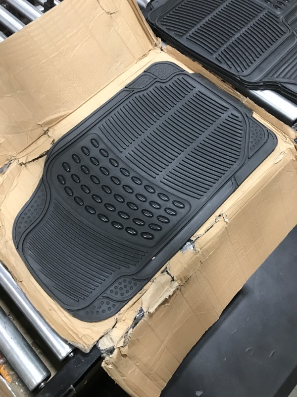 Photo 1 of BDK 3-Row ProLiner Original Heavy Duty 4pc Front & Rear Rubber Floor Mats for Car SUV Van (Fits 3rd Row Vehicles) - All Weather Protection Universal Fit (Black)