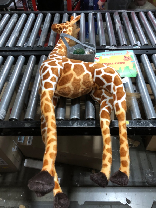 Photo 2 of BRINJOY Giant Giraffe Stuffed Animal Set, 47 Inch Large Plush Giraffe Toy with Bird&Basket&Leaves&Card, Big Lifelike Standing Giraffe for Girls Boys
