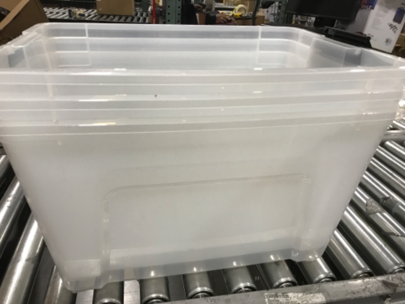 Photo 1 of Clear 30 Qt/7.5 Gal, Pack of 3 Stackable Plastic Storage Containers with Durable Latching Clear Lids, Visible Storage, Great for Closet, Laundry, and Kitchen