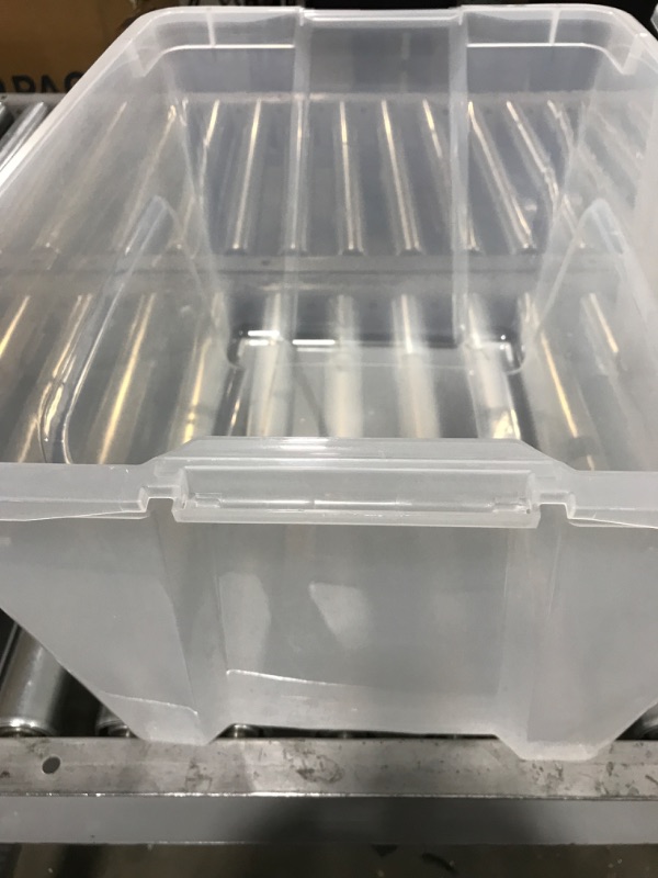 Photo 2 of Clear 30 Qt/7.5 Gal, Pack of 3 Stackable Plastic Storage Containers with Durable Latching Clear Lids, Visible Storage, Great for Closet, Laundry, and Kitchen