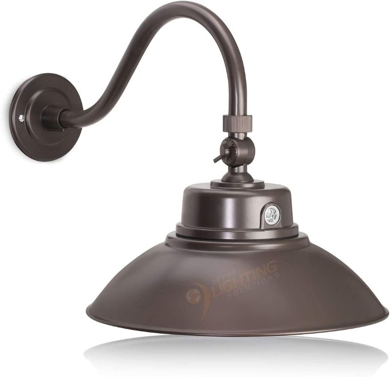 Photo 1 of 14in. Bronze Gooseneck Barn Light LED Fixture for Indoor/Outdoor Use - Photocell Included - Swivel Head - 42W - 3800lm - Energy Star Rated - ETL Listed - Sign Lighting - 3000K (Warm White)
