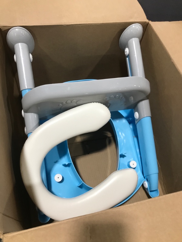 Photo 2 of Potty Training Seat Toilet Boys,Toddlers Toilet Training Potty Seat,Girls Toilet Training Seat with Ladder for Kids (Gray/Blue)