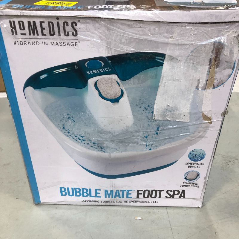 Photo 3 of HoMedics Bubble Mate Foot Spa, Toe Touch Controlled Foot Bath with Invigorating Bubbles and Splash Proof, Raised Massage nodes and Removable Pumice Stone
