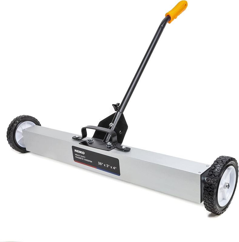 Photo 1 of  NEIKO 53418A 36-Inch Magnetic Pickup Sweeper with Wheels, Adjustable Handle, and Floor Magnet, Heavy-Duty Magnet to Pick Up Nails, 30-Pound Capacity 