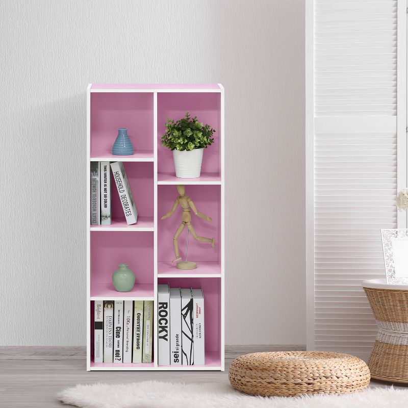 Photo 1 of  Furinno 11048 7-Cube Reversible Open Shelf White/Pink 