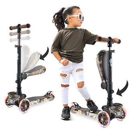 Photo 1 of  ScootKid 3-Wheel Kids Scooter - Child & Toddler Toy Scooter with Built-in LED Wheel Lights, Fold-Out 