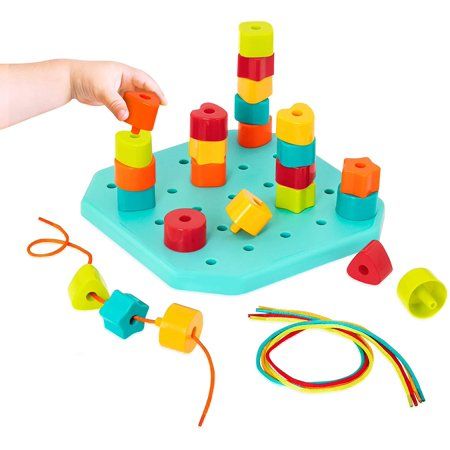 Photo 1 of  Toddler Peg Board - Stacking Peg Board Set - Fine Motor Skills Toy - Therapy Toy - 31 Pcs - Count & Match Pegboard - 2 Years+ -Battat 