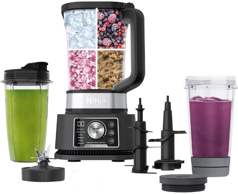 Photo 1 of  Ninja CO351B SS351 Foodi Power Pitcher System, Smoothie Bowl Maker, 4in1 Blender + Food Processor, Single Serve Blender 1400WP smartTORQUE 6 Auto-iQ Presets (Renewed) 