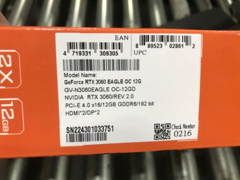 Photo 6 of  Gigabyte Technology 255197 Gigabyte Vcx Gv-n3060eagle Oc-12gd R2 Geforce Rtx3060 12g Gddr6 192b Pcie Atx 