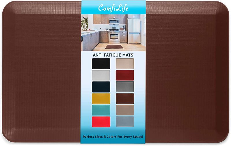 Photo 1 of  ComfiLife Anti Fatigue Floor Mat – 3/4 Inch Thick Perfect Kitchen Mat, Standing Desk Mat – Comfort at Home, Office, Garage – Durable – Stain Resistant – Non-Slip Bottom (20" x 32", Brown) 