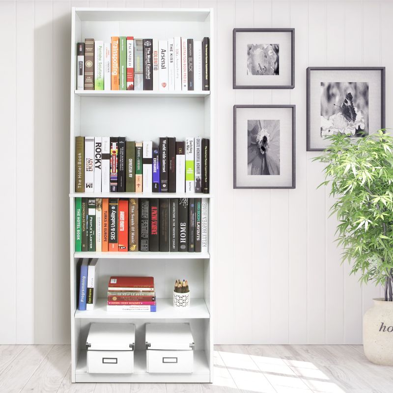 Photo 1 of  Furinno JAYA Simply Home 5 - Shelf Bookcase Adjustable Shelves White 