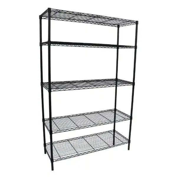 Photo 1 of 5 TIER WIRE RACK SHELVING, BLACK, 16 X 36 INCHES