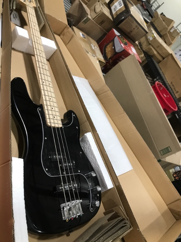 Photo 6 of Squier by Fender Affinity Series PJ Bass, Maple Fingerboard, Black, Rumble 15 Amp