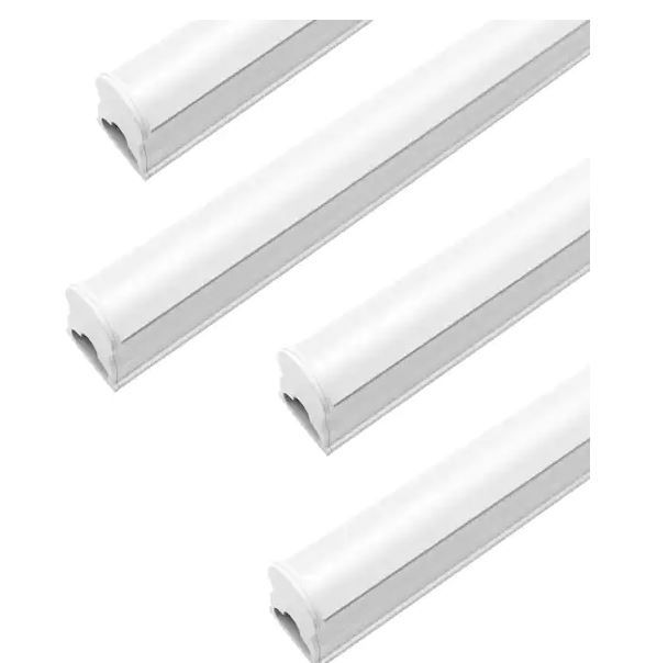 Photo 1 of 4 ft. 50-Watt Equivalent T5 Integrated LED Under Cabinet Light Linkable Silver Shop Light Ceiling Light Fixture (4-Pack)