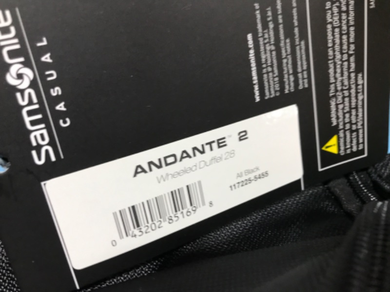 Photo 3 of  Samsonite Andante 2.0 Medium Wheeled Duffel Bag, Black 