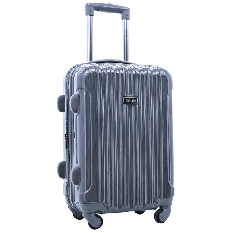 Photo 1 of  Kensie 20 in. Expandable Hardside Rolling Carry-on with Spinners and Metallic, BRUSHED GUN METAL 