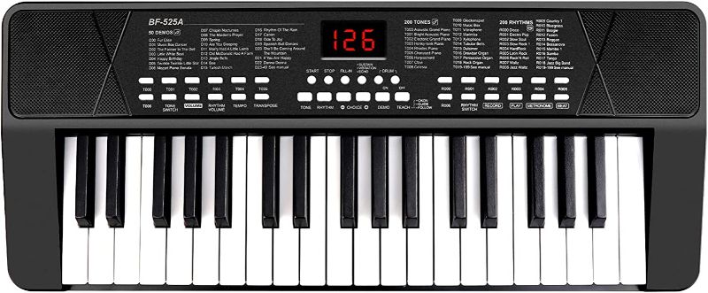 Photo 1 of  M SANMERSEN Piano Keyboard for Beginners, 37 Keys Built-in 1200mA Rechargeable Battery Electronic Piano Keyboard Portable Music Piano Keyboard with Mic LED Screen Teaching Gift for Beginners, Black 